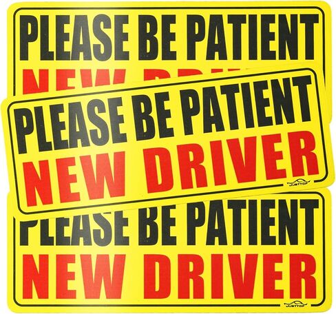 JUSTTOP 3pcs Student Driver Magnet for Car, Please Be Patient Student Driver, New Drivers Sticker Safety Warning, Magnetic Reflective Rookie Driver Bumper Sticker (Black&Red) in Kuwait
