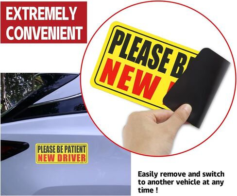 JUSTTOP 3pcs Student Driver Magnet for Car, Please Be Patient Student Driver, New Drivers Sticker Safety Warning, Magnetic Reflective Rookie Driver Bumper Sticker (Black&Red) in Kuwait