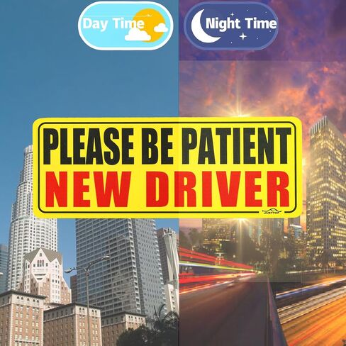 JUSTTOP 3pcs Student Driver Magnet for Car, Please Be Patient Student Driver, New Drivers Sticker Safety Warning, Magnetic Reflective Rookie Driver Bumper Sticker (Black&Red) in Kuwait