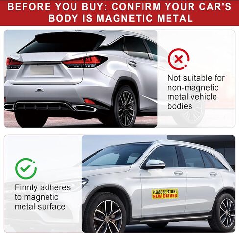 JUSTTOP 3pcs Student Driver Magnet for Car, Please Be Patient Student Driver, New Drivers Sticker Safety Warning, Magnetic Reflective Rookie Driver Bumper Sticker (Black&Red) in Kuwait