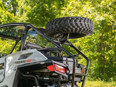 SuperATV Superatv حاملة الإطارات الاحتياطية للخدمة الشاقة لـ 2021+ Polaris RZR Trail S 900 - تأمين للإطار الخلفي للمركبة - الإطارات لأعلى وخرج من الطريق - يناسب إطارات ما يصل إلى 40 بوصة - لا يوجد حفر أو لحام مطلوب in Saudi Arabia