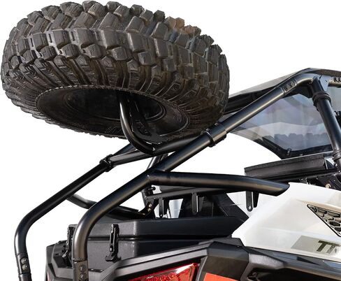 SuperATV Superatv حاملة الإطارات الاحتياطية للخدمة الشاقة لـ 2021+ Polaris RZR Trail S 900 - تأمين للإطار الخلفي للمركبة - الإطارات لأعلى وخرج من الطريق - يناسب إطارات ما يصل إلى 40 بوصة - لا يوجد حفر أو لحام مطلوب in Saudi Arabia