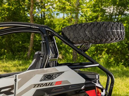 SuperATV Superatv حاملة الإطارات الاحتياطية للخدمة الشاقة لـ 2021+ Polaris RZR Trail S 900 - تأمين للإطار الخلفي للمركبة - الإطارات لأعلى وخرج من الطريق - يناسب إطارات ما يصل إلى 40 بوصة - لا يوجد حفر أو لحام مطلوب in Saudi Arabia