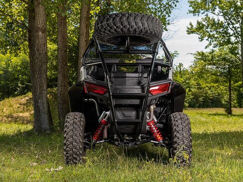 SuperATV Superatv حاملة الإطارات الاحتياطية للخدمة الشاقة لـ 2021+ Polaris RZR Trail S 900 - تأمين للإطار الخلفي للمركبة - الإطارات لأعلى وخرج من الطريق - يناسب إطارات ما يصل إلى 40 بوصة - لا يوجد حفر أو لحام مطلوب in Saudi Arabia