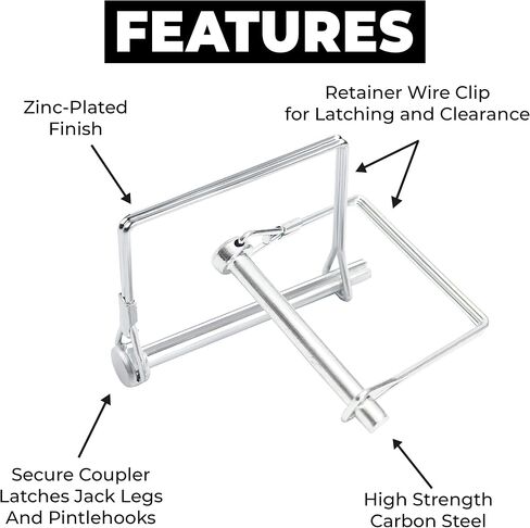 Pack of 10 Trailer Pins – 2-3/4" x 1/4" (L x W) – Featuring Trailer Hitch Pins, Shaft Locking Coupler Pins, PTO Pins and Lock Pins for Farm Trailers Towing, Lawn Equipment and Hitches in Kuwait