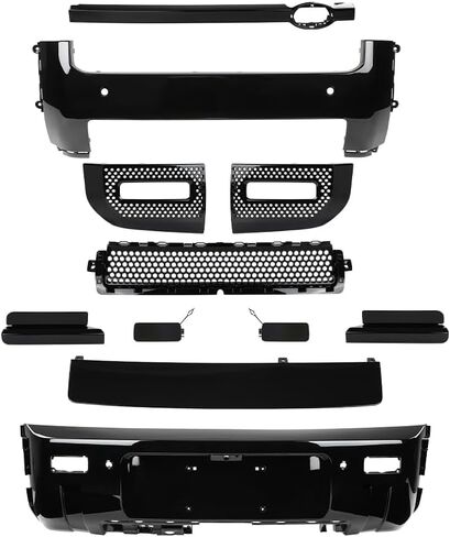 طقم حارس الشفاه الخلفي الأمامي المتوافق مع Land Rover Defender 90 110 130 2020-2024 Black Glossy in Kuwait