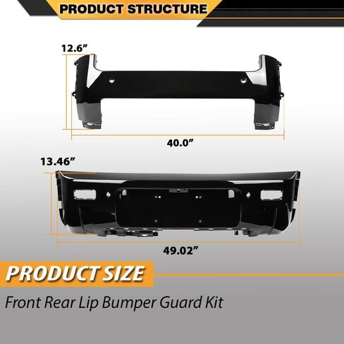 طقم حارس الشفاه الخلفي الأمامي المتوافق مع Land Rover Defender 90 110 130 2020-2024 Black Glossy in Kuwait