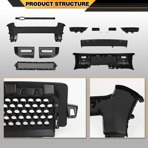 طقم حارس الشفاه الخلفي الأمامي المتوافق مع Land Rover Defender 90 110 130 2020-2024 Black Glossy in Kuwait