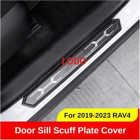 حامي عتبة الباب متوافق مع تويوتا RAV4 XA50 2020-2024 واقي سيارة الفولاذ المقاوم للصدأ (أسود مصقول) in Saudi Arabia