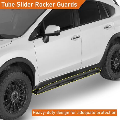 Hooke Road Rock Slider Running Boards for 2013-2017 Subaru XV Crosstrek, Tube Rocker Guards Nerf Bars for Rock Crawling, Textured Black, Heavy Duty Steel in Saudi Arabia