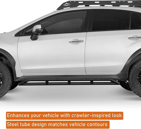 Hooke Road Rock Slider Running Boards for 2013-2017 Subaru XV Crosstrek, Tube Rocker Guards Nerf Bars for Rock Crawling, Textured Black, Heavy Duty Steel in Saudi Arabia