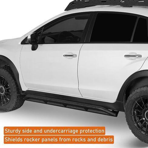 Hooke Road Rock Slider Running Boards for 2013-2017 Subaru XV Crosstrek, Tube Rocker Guards Nerf Bars for Rock Crawling, Textured Black, Heavy Duty Steel in Saudi Arabia