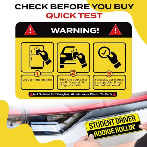 3 عبوات hey-akey student driver magnet للسيارة-المعدن فقط (ليس للبلاستيك/الألومنيوم)-الوردي المضحك من فضلك التحلي بالمرب in Kuwait