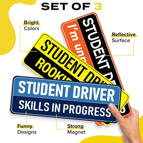 3 عبوات hey-akey student driver magnet للسيارة-المعدن فقط (ليس للبلاستيك/الألومنيوم)-الوردي المضحك من فضلك التحلي بالمرب in Kuwait