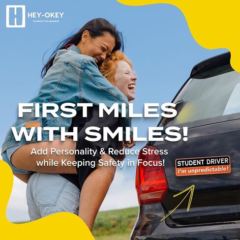 3 عبوات hey-akey student driver magnet للسيارة-المعدن فقط (ليس للبلاستيك/الألومنيوم)-الوردي المضحك من فضلك التحلي بالمرب in Kuwait
