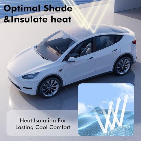 2025 تم ترقية Tesla Model 3 Sunhade Sunshade عالي الكفاءة في حرير الحرير المقطوع شمس أشعة الشمس (أسود) in Kuwait