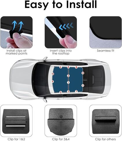 2025 تم ترقية Tesla Model 3 Sunhade Sunshade عالي الكفاءة في حرير الحرير المقطوع شمس أشعة الشمس (أسود) in Kuwait