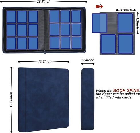 Toploader Binder، يوسع العمود الفقري للكتاب ويحمل 360 بطاقة مع 20 صفحة ذات وجهين، حامل محمل علوي 9 جيوب متوافق مع البوكيمون الصلب أو البطاقات الرياضية مقاس 3×4 بوصة in Kuwait