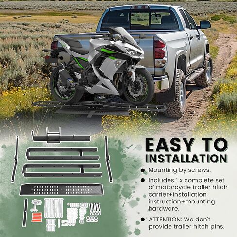 Ecotric 600lb Hitch Mount Mountcycle Carrier Transportation Racks Hitch Mount Rack Dirt Bike Hitch Truck Highted Duty Steel Powder Black W/Ramp Ramp Tilt Stability Device in Saudi Arabia
