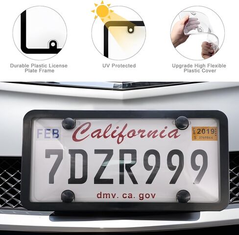 Transparent License Plate Cover and Frames, 2Pack Grey Clear Front and Rear License Plate Holder with Screws & Caps, Unbreakable Car Licence Plate Frame, Universal Fit for Most US Plates in Saudi Arabia