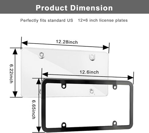 Transparent License Plate Cover and Frames, 2Pack Grey Clear Front and Rear License Plate Holder with Screws & Caps, Unbreakable Car Licence Plate Frame, Universal Fit for Most US Plates in Saudi Arabia