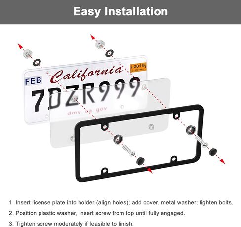 Transparent License Plate Cover and Frames, 2Pack Grey Clear Front and Rear License Plate Holder with Screws & Caps, Unbreakable Car Licence Plate Frame, Universal Fit for Most US Plates in Saudi Arabia