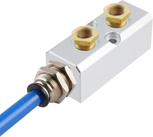 T Tulead Air Mainfold Pneumatic Compressor Mainfold Air Distribution Block Air Outlet Pipe 2 Ways in Kuwait