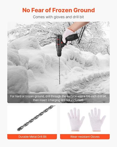 VEVOR Driveway Markers, 200Pcs 48 in Long 1/4 in Dia, Hi-Visibility Driveway Reflectors with 12 in Steel Drill Bits, Reflective Snow Sticks Fiberglass Pole for Parking Lots, Walkways, Snow Plowing in Saudi Arabia
