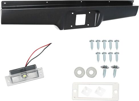 Black Rear Bumper Steel Roll Pan with License Light Screws Replacement for 1982-1993 S10 S15 Sonoma Pickup in Saudi Arabia