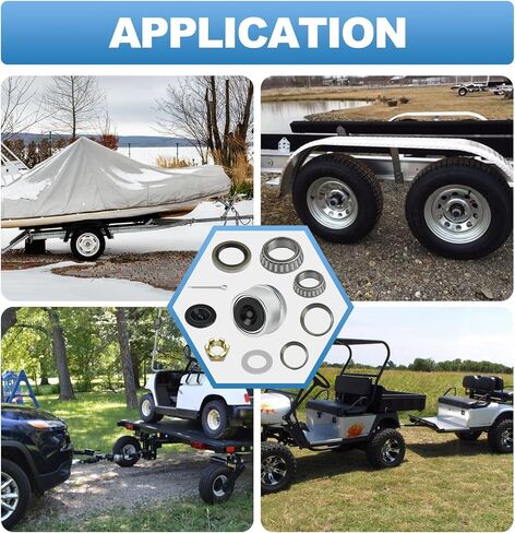 2 Sets L68149 L44649 Trailer Axle Bearings Kit with 171255TB Grease Seals,1.98'' Trailer Dust Caps, Cotter Pins, Axle Nuts & Washers, Fits for 1-3/8'' to 1-1/16'' 3500 Lbs Trailer Axle #84 Spindle in Kuwait