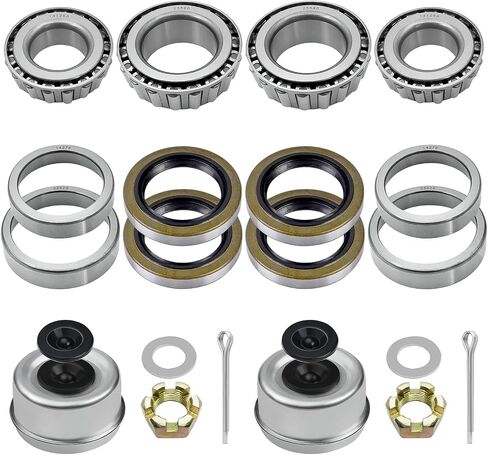 2 Sets L68149 L44649 Trailer Axle Bearings Kit with 171255TB Grease Seals,1.98'' Trailer Dust Caps, Cotter Pins, Axle Nuts & Washers, Fits for 1-3/8'' to 1-1/16'' 3500 Lbs Trailer Axle #84 Spindle in Kuwait