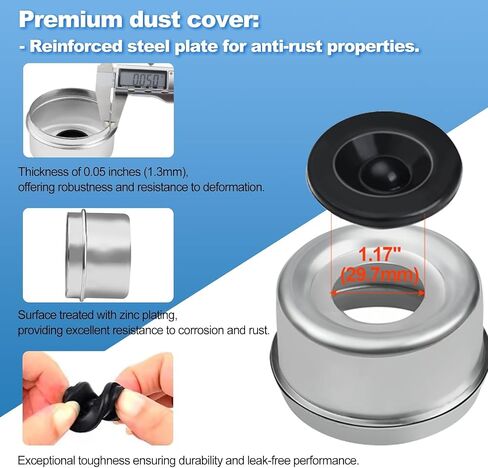 2 Sets L68149 L44649 Trailer Axle Bearings Kit with 171255TB Grease Seals,1.98'' Trailer Dust Caps, Cotter Pins, Axle Nuts & Washers, Fits for 1-3/8'' to 1-1/16'' 3500 Lbs Trailer Axle #84 Spindle in Kuwait