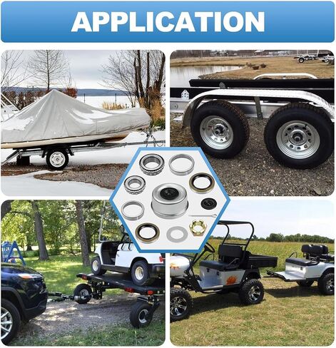 2 Sets L68149 L44649 Trailer Axle Bearings Kit with 171255TB Grease Seals,1.98'' Trailer Dust Caps, Cotter Pins, Axle Nuts & Washers, Fits for 1-3/8'' to 1-1/16'' 3500 Lbs Trailer Axle #84 Spindle in Kuwait