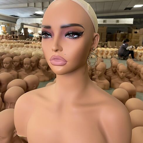 European American Model Head Display Props Mannequin Head with Shoulders Bust in Kuwait