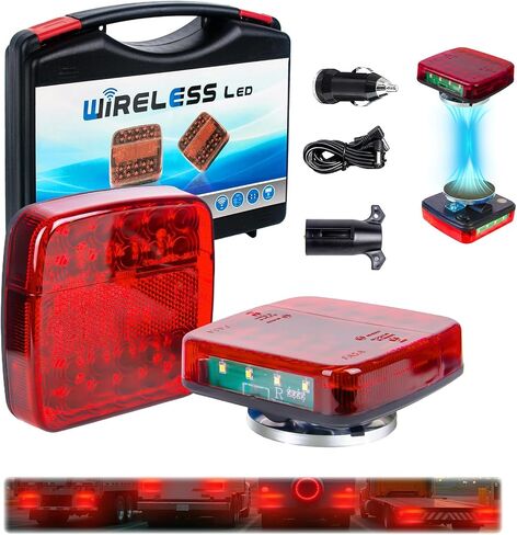 Wireless Trailer Lights Magnetic, 12v, IP76 Waterproof, Magnetic Wireless Tail Lights Kit for Trailer, Easy to Install, Led Rear for Truck, Flatbed, Camion, Semi, Rv (1) in Saudi Arabia