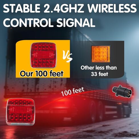 Wireless Trailer Lights Magnetic, 12v, IP76 Waterproof, Magnetic Wireless Tail Lights Kit for Trailer, Easy to Install, Led Rear for Truck, Flatbed, Camion, Semi, Rv (1) in Saudi Arabia