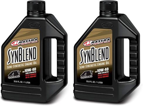 Maxima Racing Oils 349128B-2PK Syn Blend4 10w40 Synthetic Blend Motorcycle Engine Oil 1G Bottle, 2-Pack in Saudi Arabia