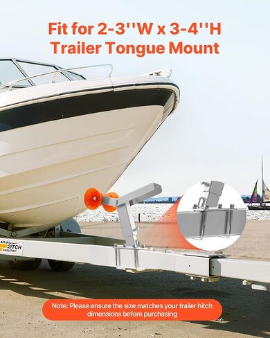 VEVOR Boat Trailer Winch Stand with Roller, Adjustable Height 14.3-21.6 Inches, Boat Winch Mount with U-Bolts for 2-3 Inches W x 3-4 Inches H Trailer Tongue, Fit for Jet Ski, Sailboat, Speedboat in Saudi Arabia