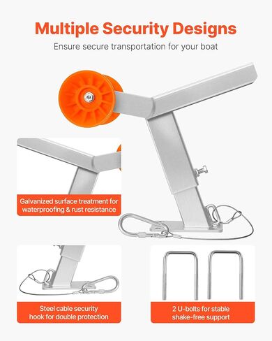 VEVOR Boat Trailer Winch Stand with Roller, Adjustable Height 14.3-21.6 Inches, Boat Winch Mount with U-Bolts for 2-3 Inches W x 3-4 Inches H Trailer Tongue, Fit for Jet Ski, Sailboat, Speedboat in Saudi Arabia