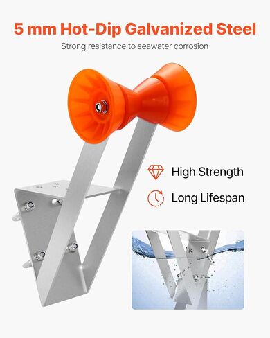 VEVOR Boat Trailer Winch Stand, 2 to 3-inch Winch Posts, Boat Trailer Winch Seat with TPU Orange Roller & U-Bolts, Suitable for Jet Ski, Sailboat, Fishing Boat, Speedboat (Galvanized), Silver in Saudi Arabia