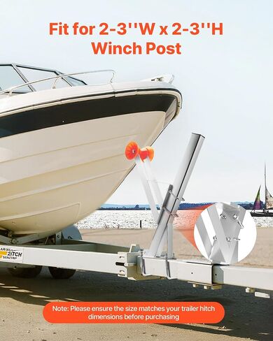 VEVOR Boat Trailer Winch Stand, 2 to 3-inch Winch Posts, Boat Trailer Winch Seat with TPU Orange Roller & U-Bolts, Suitable for Jet Ski, Sailboat, Fishing Boat, Speedboat (Galvanized), Silver in Saudi Arabia