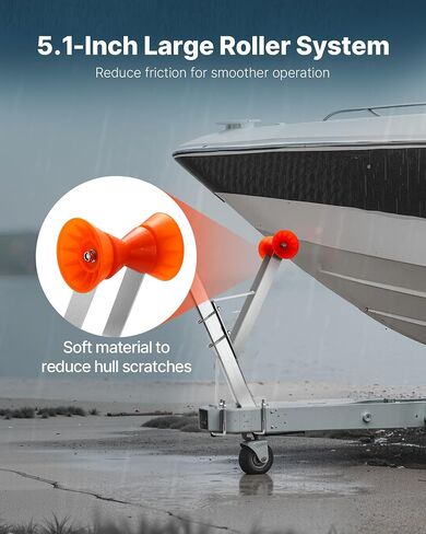 VEVOR Boat Trailer Winch Stand, 2 to 3-inch Winch Posts, Boat Trailer Winch Seat with TPU Orange Roller & U-Bolts, Suitable for Jet Ski, Sailboat, Fishing Boat, Speedboat (Galvanized), Silver in Saudi Arabia