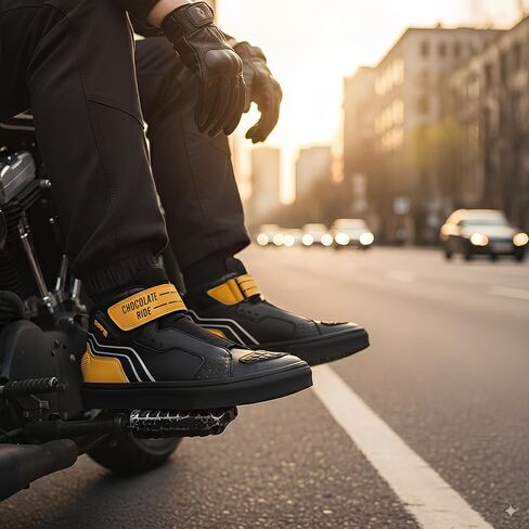 Motorcycle Shoes for Men,Motorcycle Riding Shoes Motocross Protective Boots with Zipper, Ankle Support in Kuwait