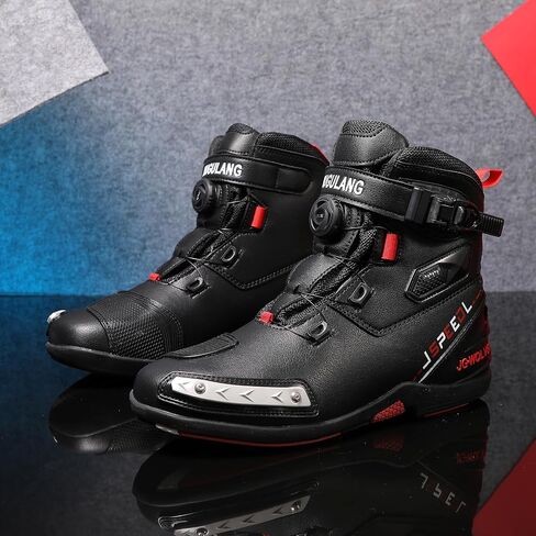 TEOKJ Motorcycle Shoes for Men and Women, Reinforced Street Riding Shoes with MOZ Closure System, Ankle Support, Anti-Slip Sole in Kuwait