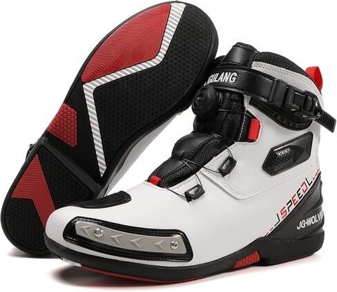 أحذية الدراجات النارية Teokj للرجال والنساء ، أحذية ركوب الشوارع المعززة مع نظام إغلاق Moz ، دعم الكاحل ، نعل الانزلاق in Kuwait