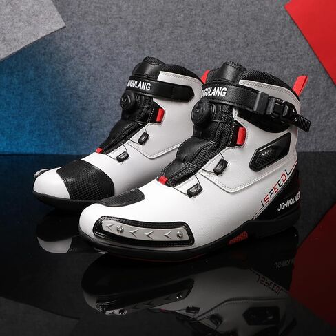 أحذية الدراجات النارية Teokj للرجال والنساء ، أحذية ركوب الشوارع المعززة مع نظام إغلاق Moz ، دعم الكاحل ، نعل الانزلاق in Kuwait