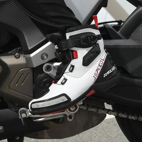 أحذية الدراجات النارية Teokj للرجال والنساء ، أحذية ركوب الشوارع المعززة مع نظام إغلاق Moz ، دعم الكاحل ، نعل الانزلاق in Kuwait