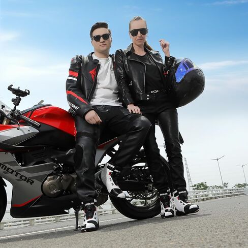 أحذية الدراجات النارية Teokj للرجال والنساء ، أحذية ركوب الشوارع المعززة مع نظام إغلاق Moz ، دعم الكاحل ، نعل الانزلاق in Kuwait