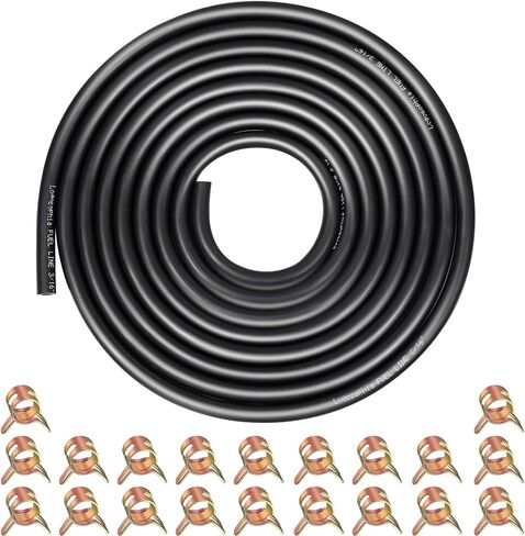 10ft 1/4 "خرطوم خط الوقود معرف مع 20pcs 2/5" المشابك - يناسب كاواساكي ، كولر ، بريغز آند ستراتون محركات الغاز/الديزل ، المولدات ، powersports - مجموعة خراطيم مطاطية مرنة متينة مرنة مرنة in Kuwait