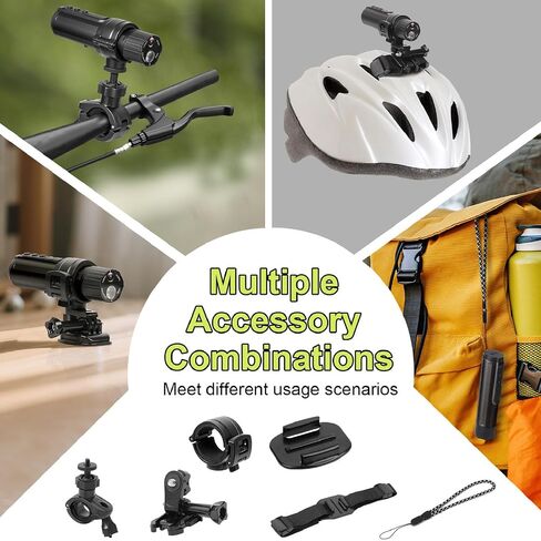 Gugxiom 4K WiFi Motorcycle Helmet Camera, Motorcycle Dash Cam with 140 Wide Angle, Rechargeable LED Headlight, with Mounting Bracket Accessories (Black) in Saudi Arabia